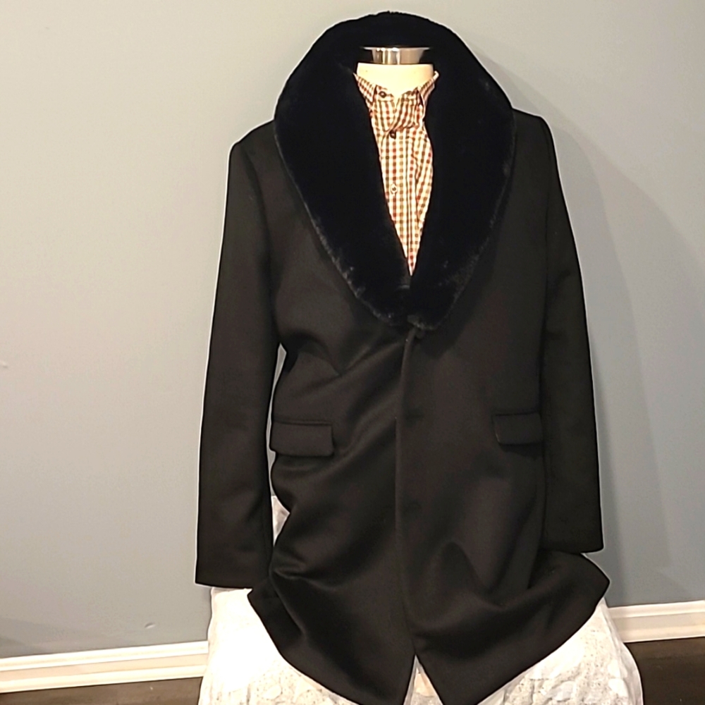 𝅺VINTAGE Wool Coat Faux Fur Lined Winter